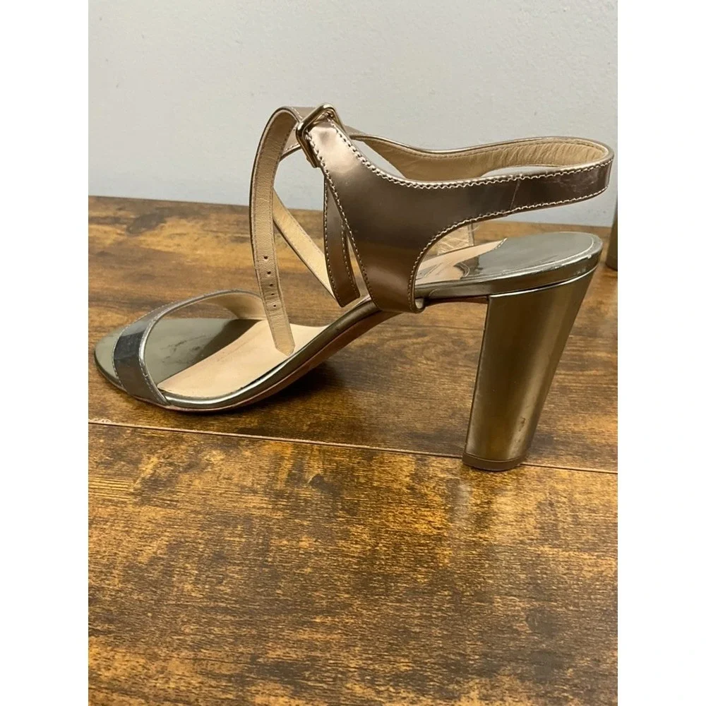 Jimmy Choo Metallic Block Heel Sandals Women's Size‎ 39.5 US 9.5 Luxury Designer